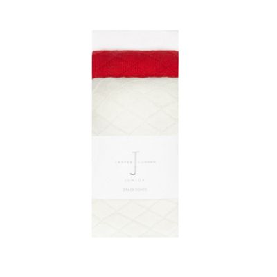 J by Jasper Conran Pack of two baby girls' red and cream diamond textured tights